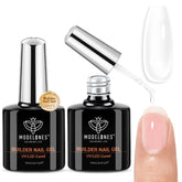 Modelones Builder Nail Gel: botella clara para base y extensión de uñas.