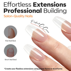 Modelones Builder Nail Gel curado con LED, brillo cristalino y adherencia confiable.