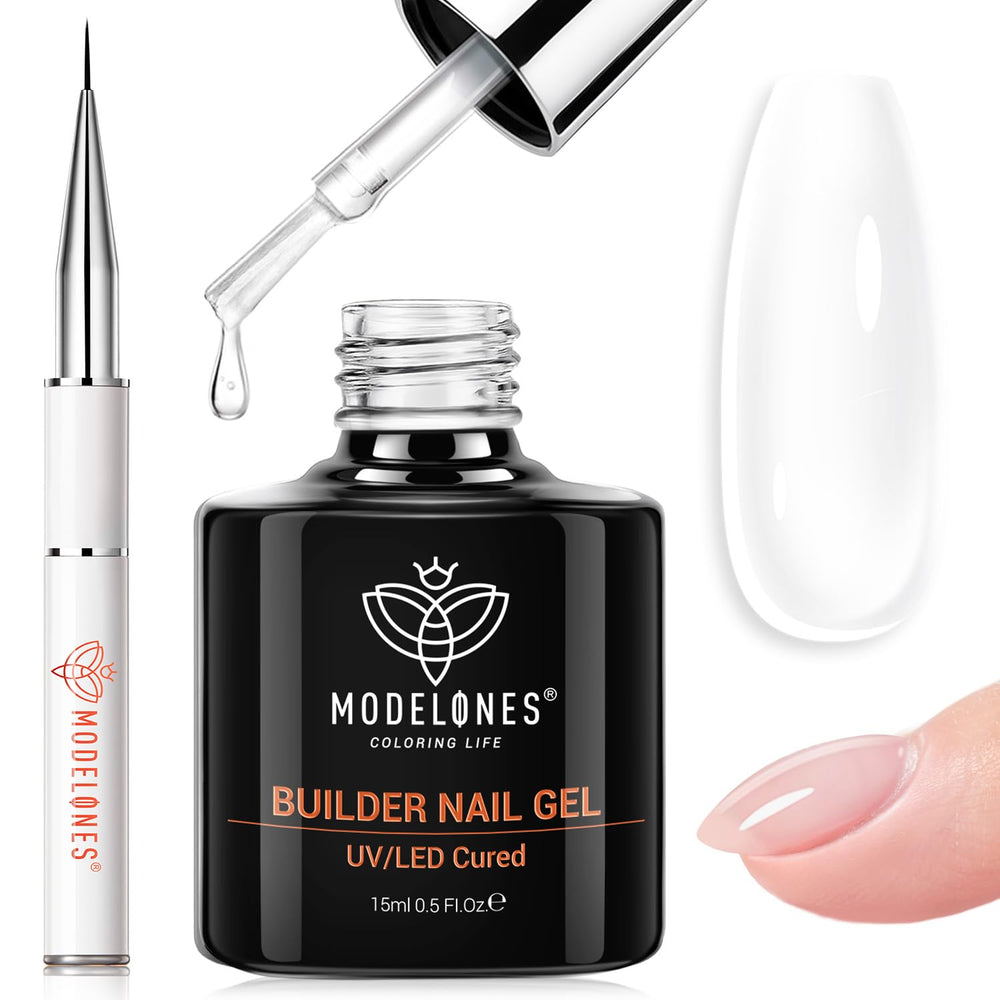 Modelones Builder Nail Gel con empaque claro para una aplicación limpia y precisa