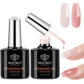 Modelones Builder Nail Gel nude: botella para base natural y cobertura.