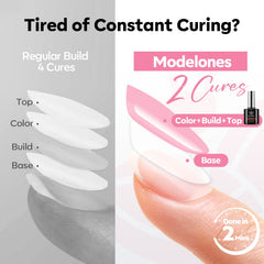 Modelones Builder Nail Gel pink application swirl demonstrating self-leveling for a smooth, even coat.