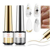 Modelones delineador metálico en oro y plata con brocha precisa para líneas finas.