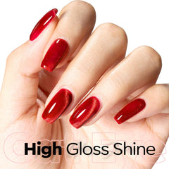 Close-up of the dynamic ruby red cat eye effect by Modelones magnet