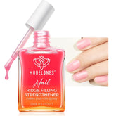 modelones endurecedor de uñas rosa transparente en botella, fortalece y protege.