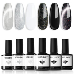 Modelones gel cat eye negro con imán para un acabado elegante.