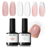 Modelones gel rosado neutro translúcido, base para manicura francesa en casa.