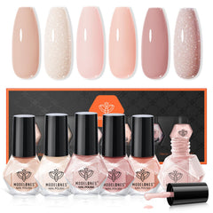 Modelones esmalte tonos piel, botella elegante para colección y manicura en casa.