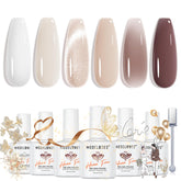 Modelones set de gel para uñas tono piel claro, acabado natural y pulido.