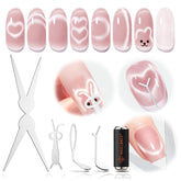 Modelones French Cat Eye Magnet Set demonstrates varied nail art possibilities with cat-eye effects
