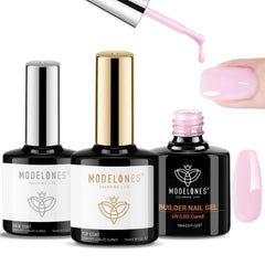 Modelones gel constructor de uñas base y top coat para acabado duradero en casa