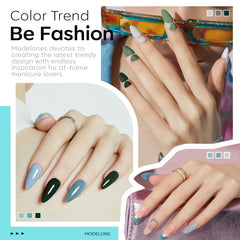 Modelones gel azul bebé para uñas delicadas con brillo