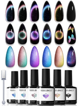 Modelones gel base negra para lograr efecto ojo de gato suave y duradero.