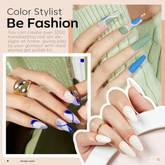 Modelones gel polish bottles close-up highlights 28 vivid shades.