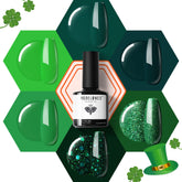 Modelones Gel: conjunto de 6 esmaltes verde bosque para uñas duraderas.