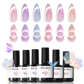 Modelones holographic cat-eye gel kit cover with iridescent glow and multiple colors