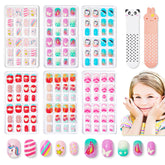 Modelones kids nails with 144 pieces featuring assorted patterns for creative daily nail art and dress-up.