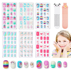 Modelones kids nails with unicorn patterns for creative DIY nail art at home.