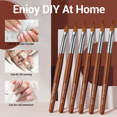 Modelones Kolinsky nail brush wooden handle offers ergonomic grip