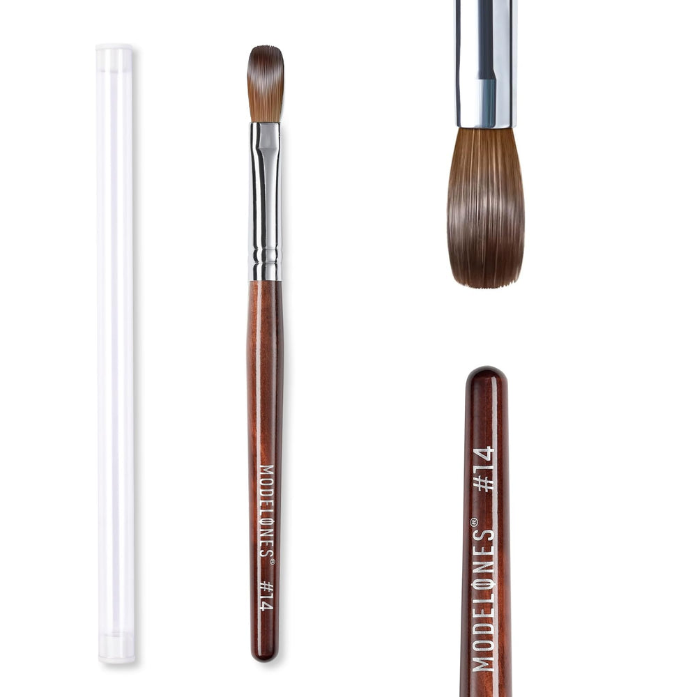 Modelones Kolinsky sable acrylic nail art brush with red wood handle for precise powder application