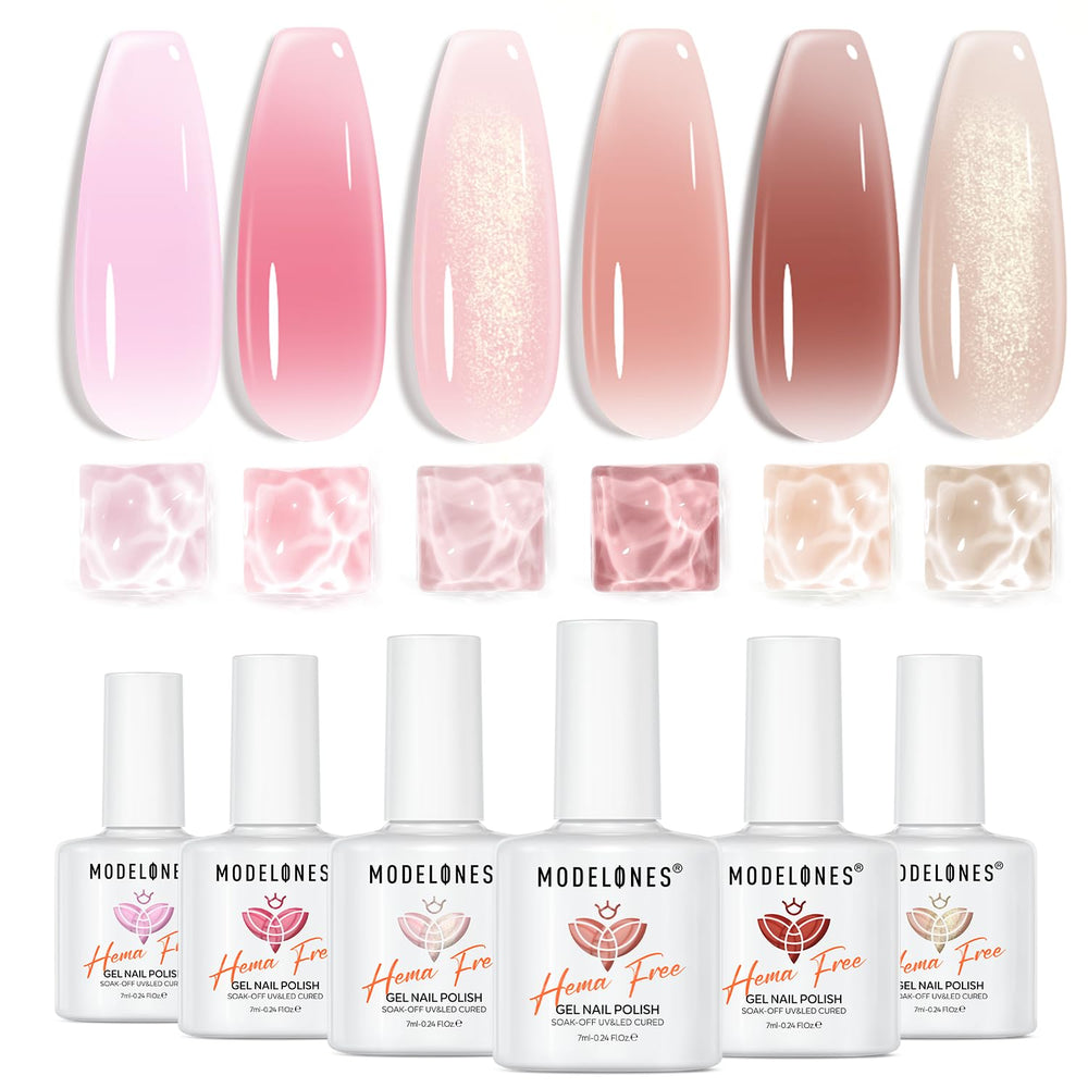 Modelones Jelly Gel Nail Polish, set de 6 colores para manicura en casa