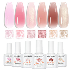 Modelones Jelly Gel Nail Polish, set de 6 colores para manicura en casa