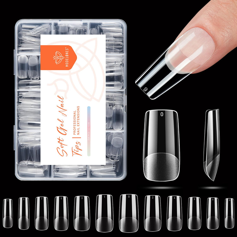 Modelones medium square nail tips full-cover extensions for seamless DIY nails