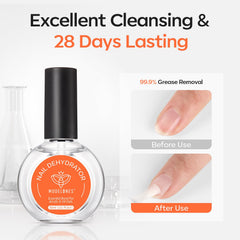 Modelones Nail Dehydrator in use with a swab on the nail surface.