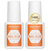 Modelones nail glue bottle with brush applicator for quick press-on adhesion