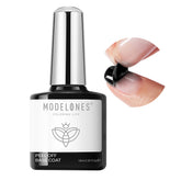 Modelones Non-U-V Peel Off Base Coat bottle close-up highlights easy removal and neat finish.