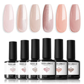 Modelones nude gel polish colección de 6 colores para look diario natural.