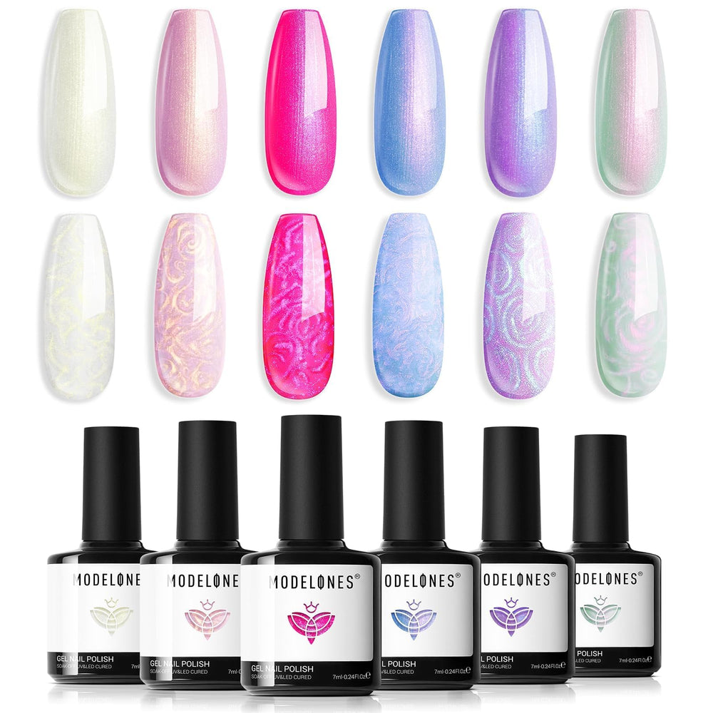 Modelones Pearl Gel set de 6 colores para uñas brillantes