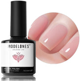 Modelones pink gel nail polish 15ml bottle shown for at-home use with long-lasting shine