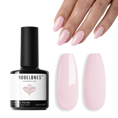 Modelones pink gel nail polish bottle shows a smooth, salon-grade finish.