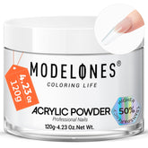 Modelones polvo acrílico cristal claro en envase 4.23oz para arte de uñas