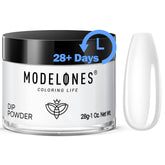 Modelones polvo dip claro en bote; aplicación suave y duradera para uñas.