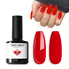 Modelones Red Gel Nail Polish bottle in Ferrari red for bold color