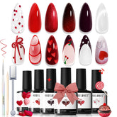 Modelones red gel nail polish set collection enhances bold looks with lasting shine