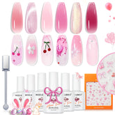 Modelones set gel rosado pastel para uñas con acabado elegante