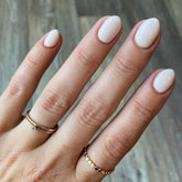 Modelones short press on nails kit white oval, effortless home manicure