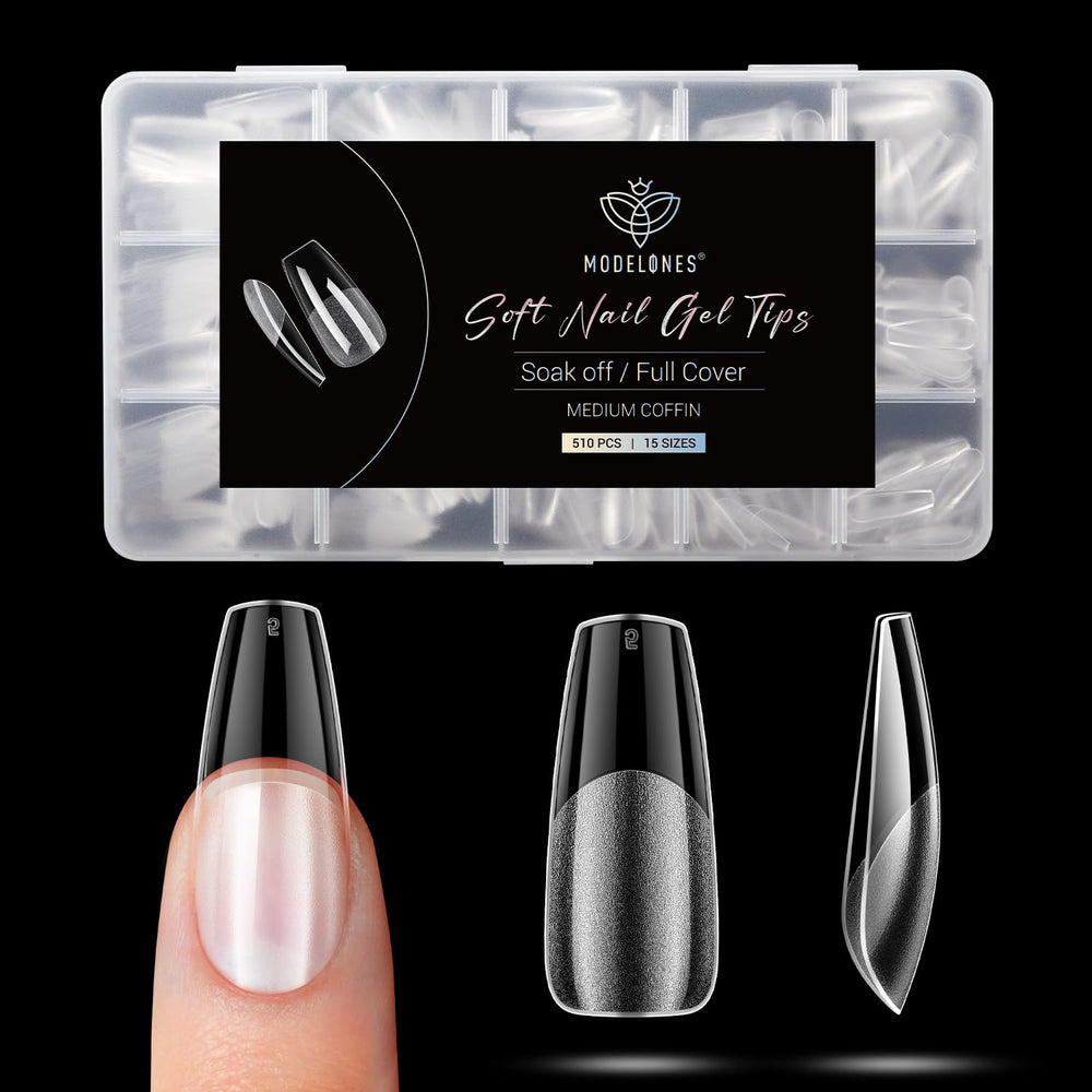 Modelones tips forma ataúd semi mate para extensión duradera.