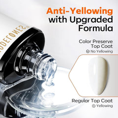 Modelones Top Coat drying under UV/LED lamp for quick, durable finish.