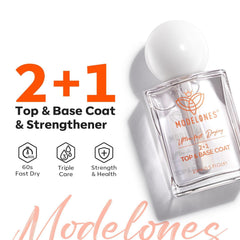 modelones top coat with glossy finish on nails for lasting shine