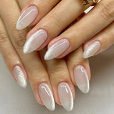 Modelones Uñas Cat Eye Press On Corto, juego de 32 piezas para looks rápidos