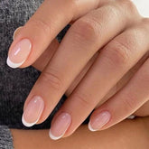 Modelones conjunto de uñas francesas nude, 32 piezas para un ajuste perfecto.