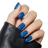 Modelones uñas postizas azules, cortas y cuadradas, lista para aplicar