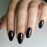 Modelones uñas postizas negras ovaladas, kit completo para manicura rápida