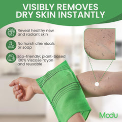 Guantes exfoliantes Modu amarillo para un cuidado diario alegre y eficaz