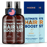 Moerie Hair Growth Spray bottle front with premium packaging for daily scalp care