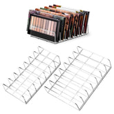 MOGUIMAX two-pack acrylic makeup organizer shows palettes neatly for a tidy vanity.