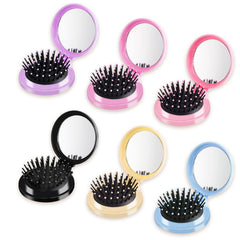 MoHern mini hair brush pack with mirror, closed for travel.